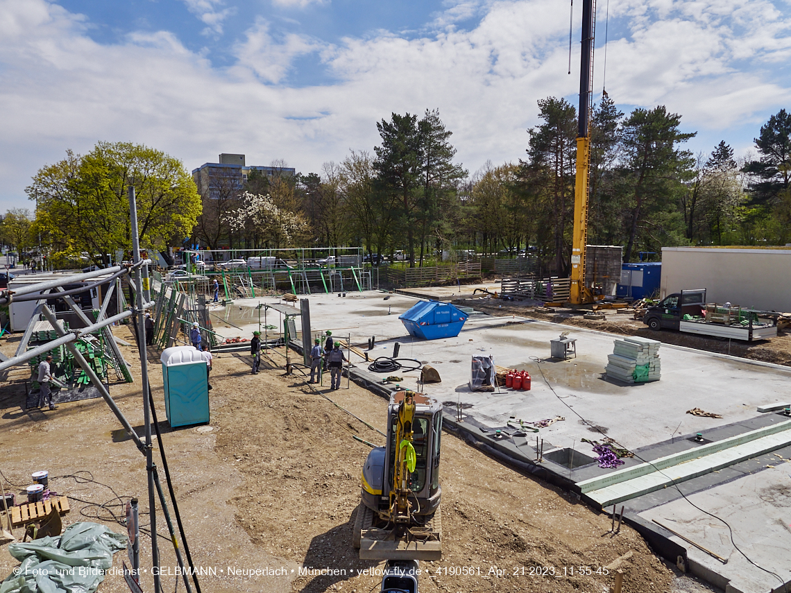 21.04.2023 - Luft- und Ebenenfotos vom Haus für Kinder in der Quiddestraße in Neuperlach
